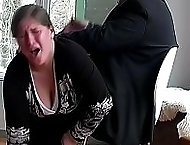 Slutty schoolgirl gets a shameful spanking on her big buxom ass